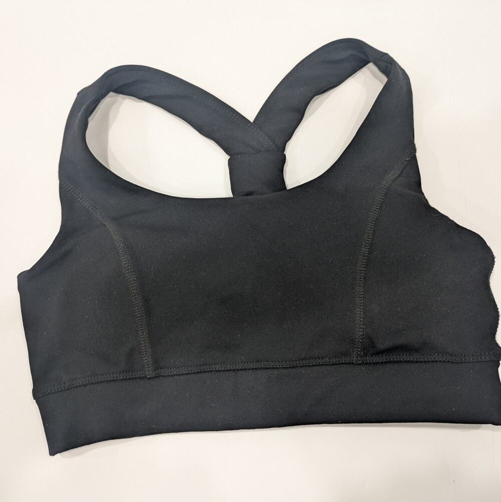 Mono B Heavenly-Fit Sports Bra Black Racerback Cutout Yoga Gym Small AT3115